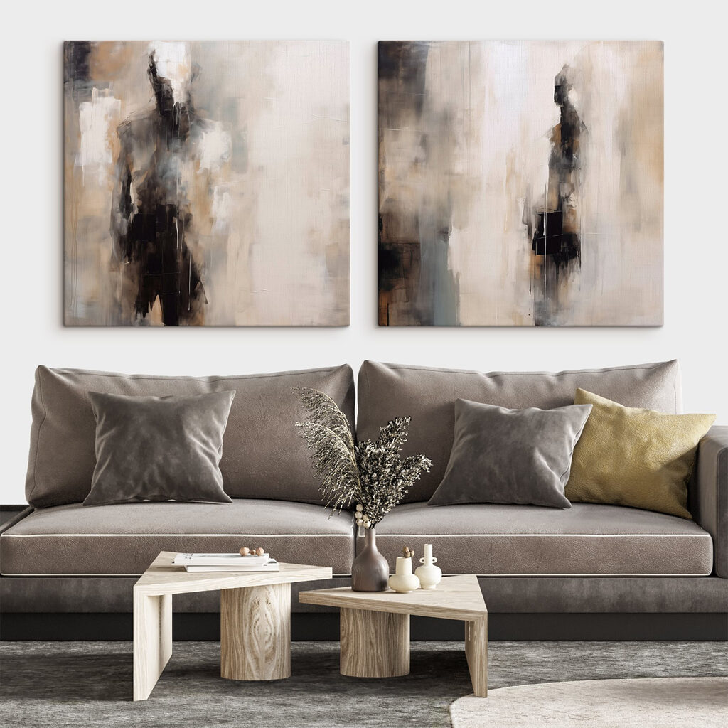 Gestalten in sanften Strichen in einem Interieur
