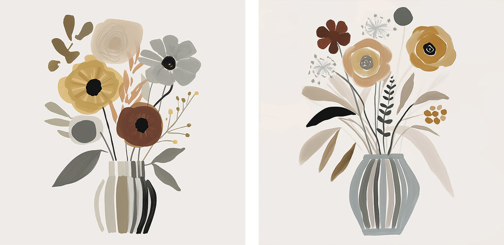 Blumen in Vasen — ganzes Design