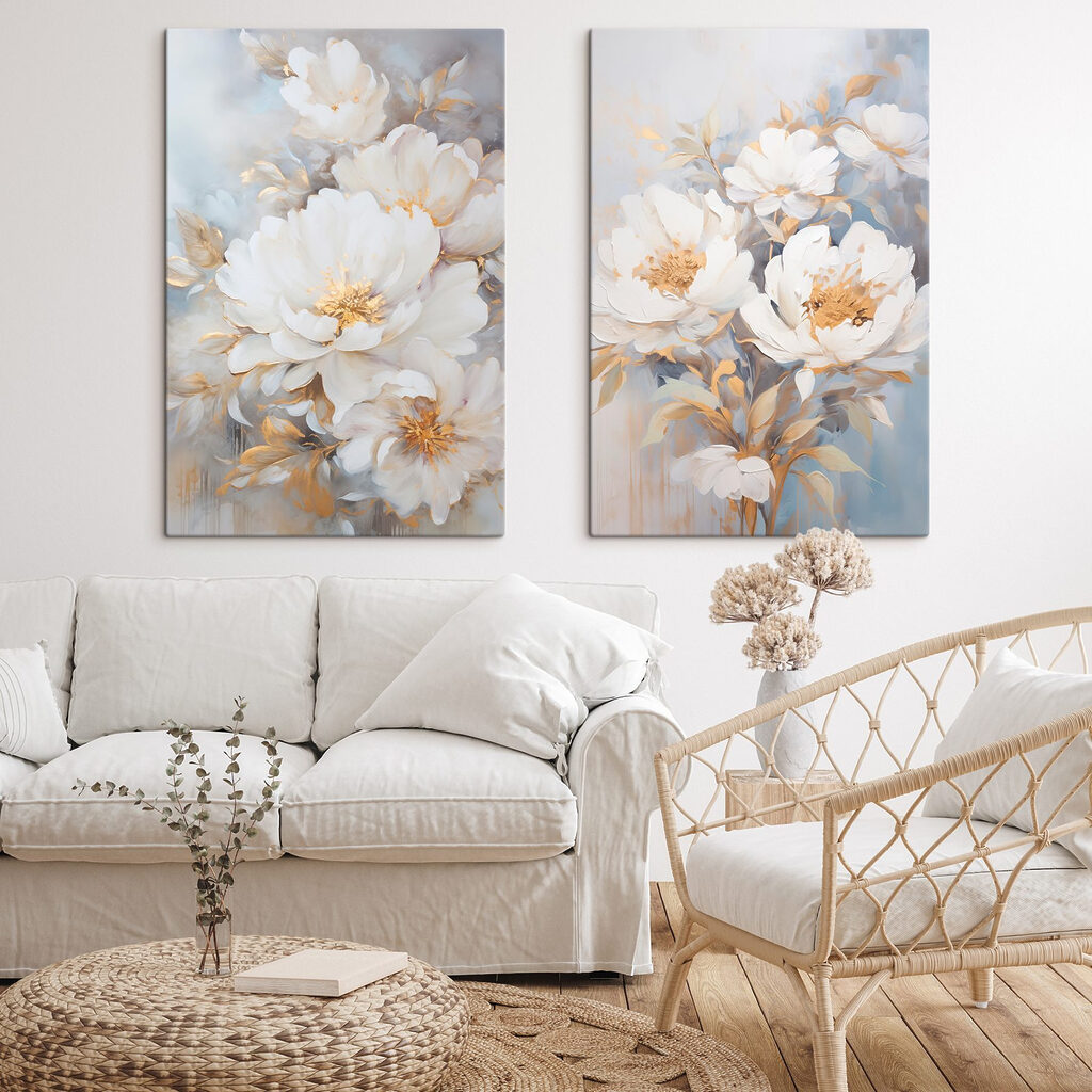 Weiße Blüten beisammen in einem Interieur