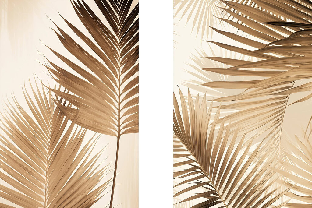 Palmblätter in Sandtönen — ganzes Design