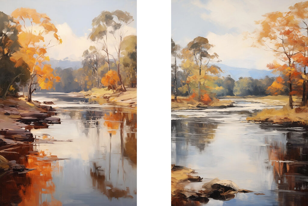 Fluss im Herbst — ganzes Design