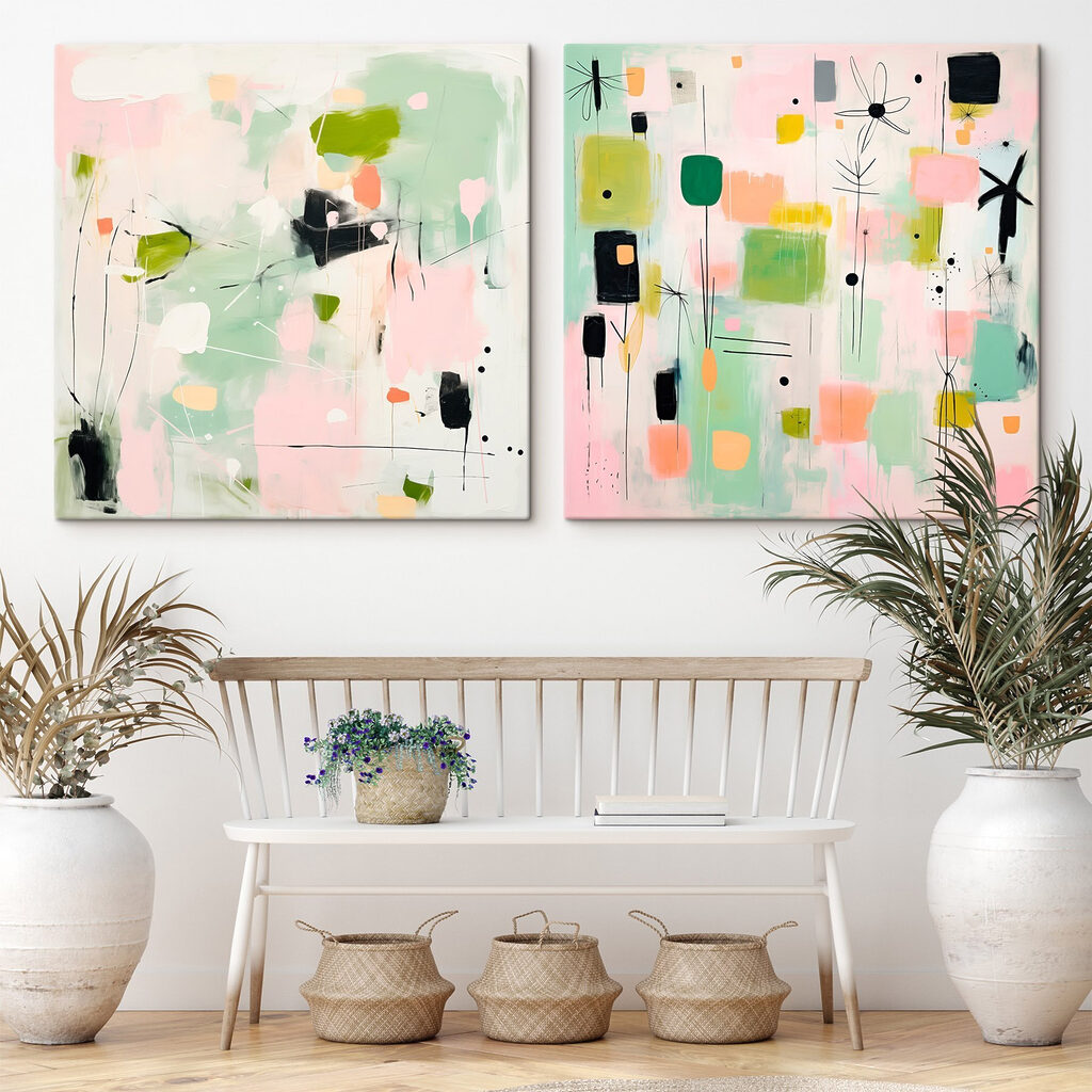 Verspielte Farbspuren in einem Interieur