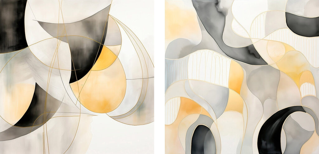 Kurven und goldene Linien — ganzes Design