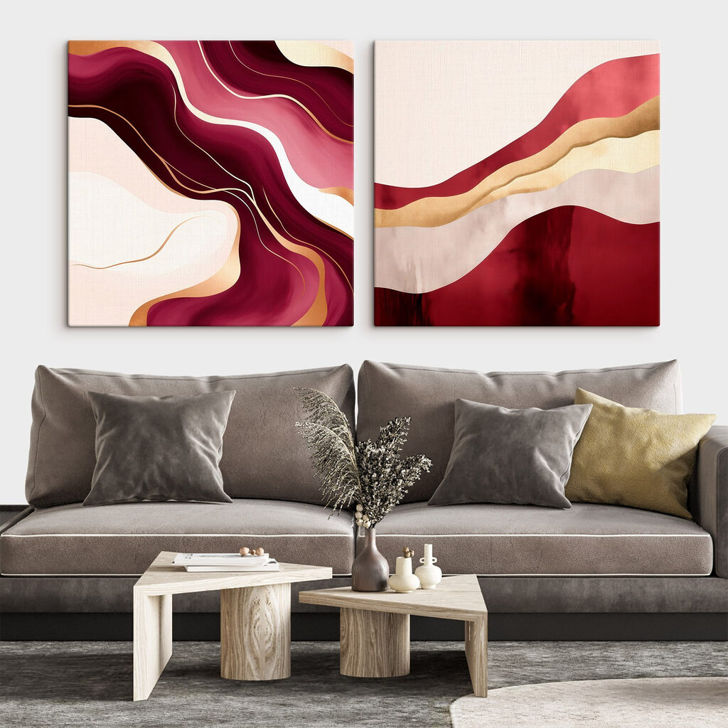 Ströme in Karminrot in einem Interieur