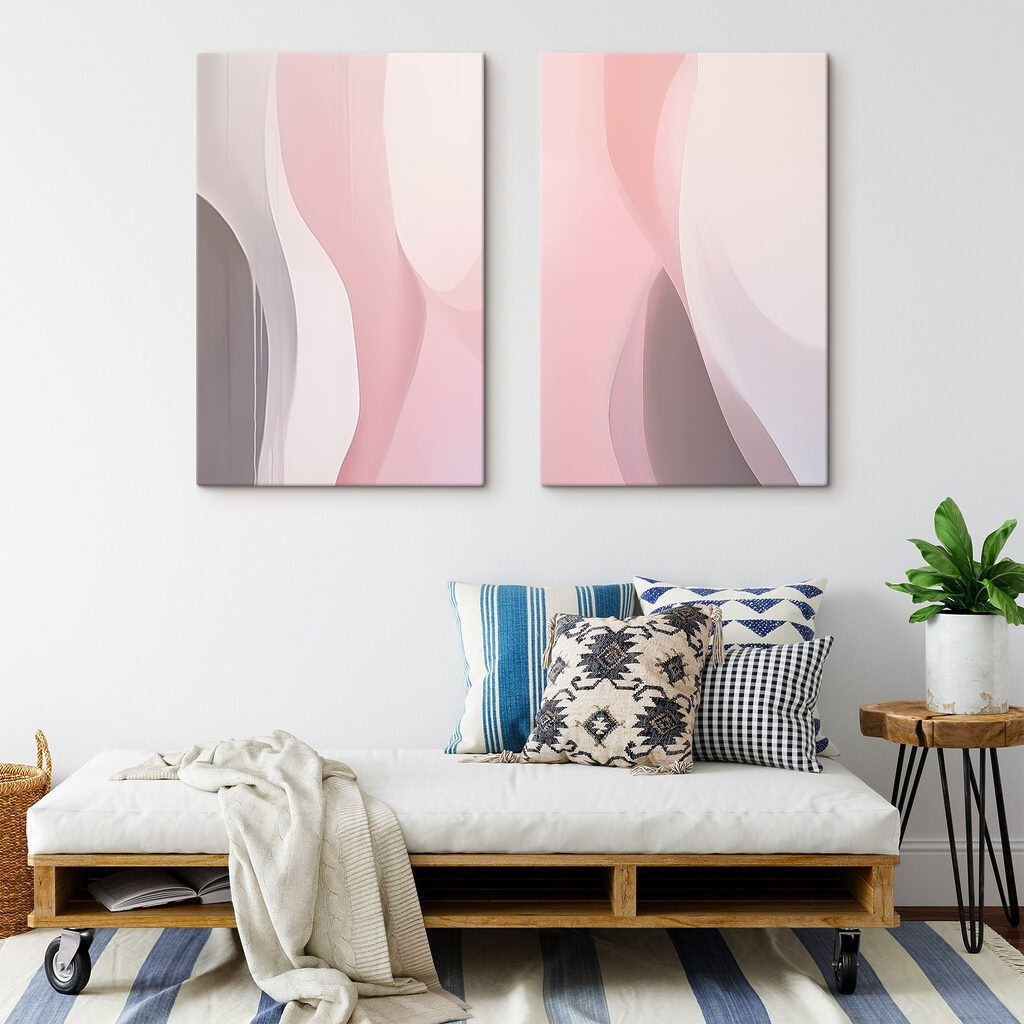 Rundungen in Puderrosa in einem Interieur