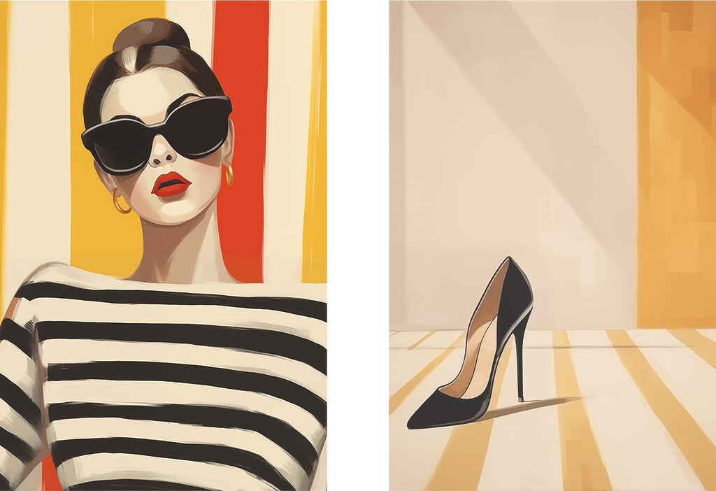 Ringelshirt und Pumps — ganzes Design
