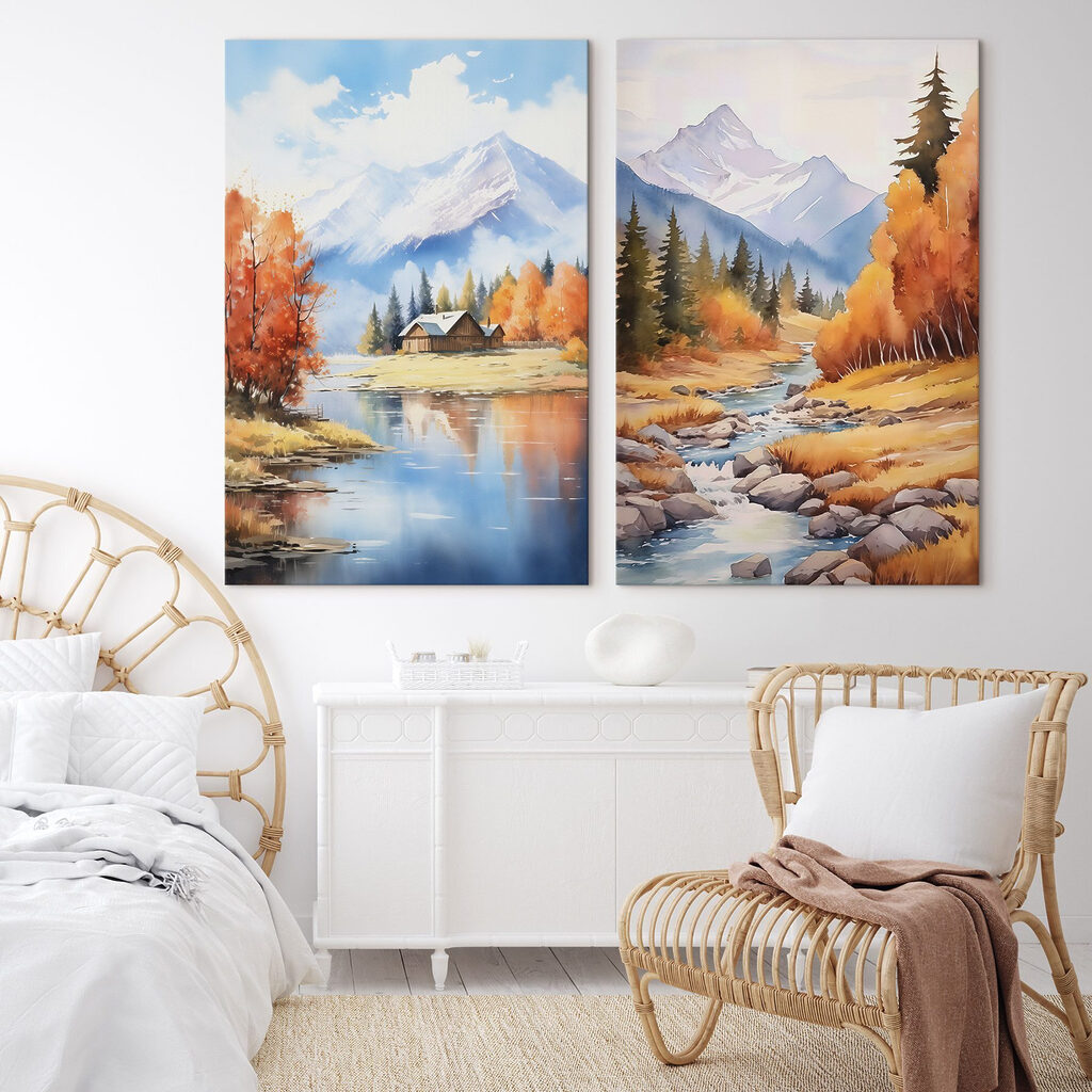 Herbst in den Bergen in einem Interieur