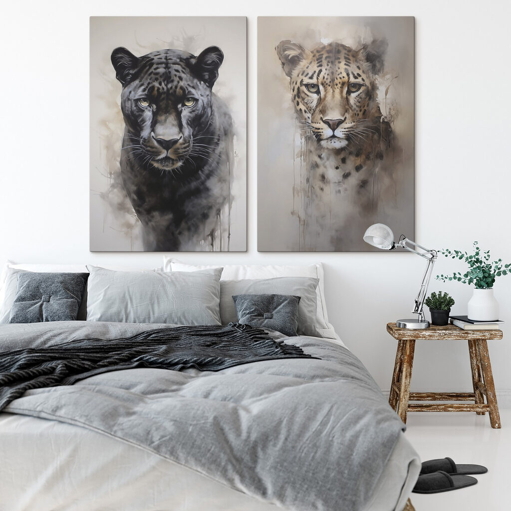 Raubkatzen im Porträt in einem Interieur