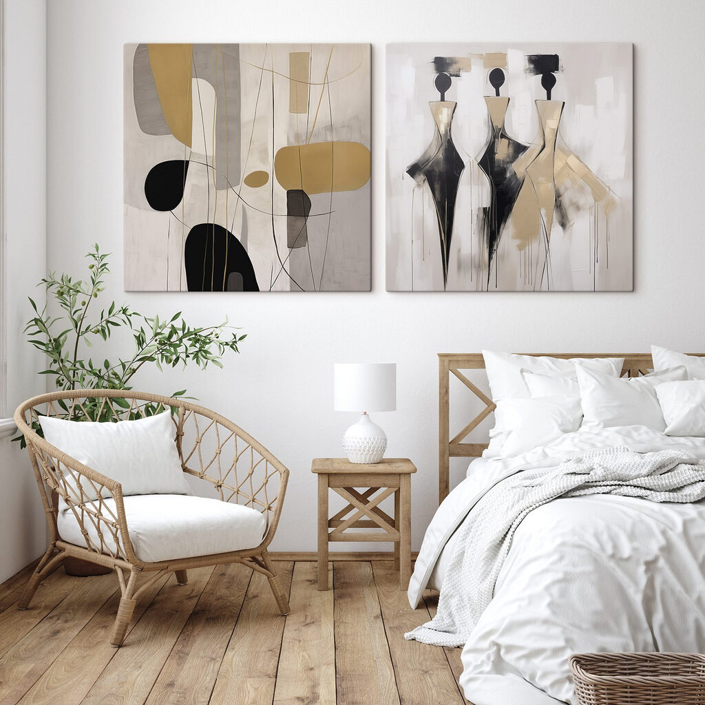 Figuren und feine Linien in einem Interieur
