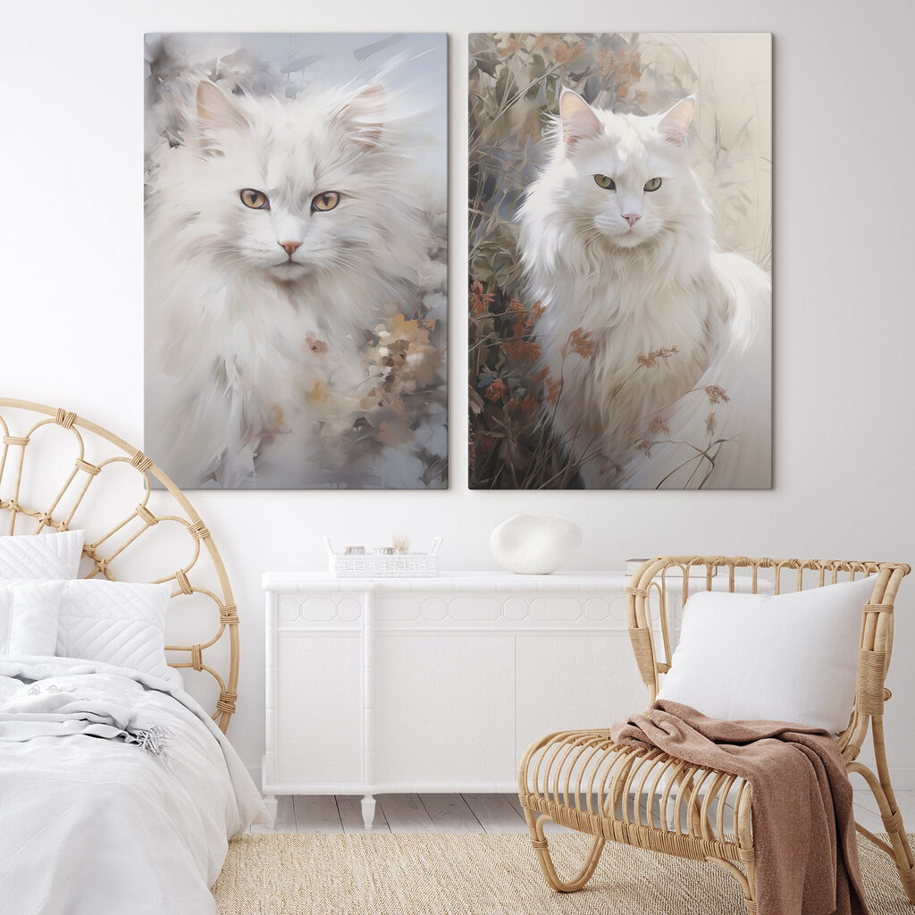 Weiße Katze in einem Interieur