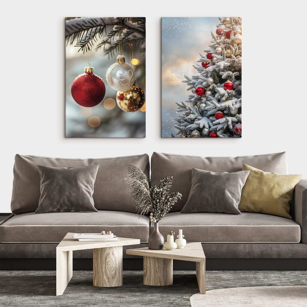 Weihnachtskugeln in einem Interieur