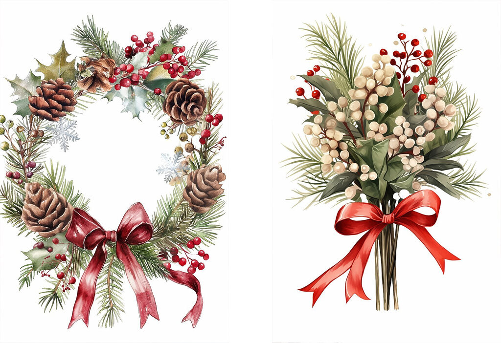 Kranz und Winterbeeren — ganzes Design
