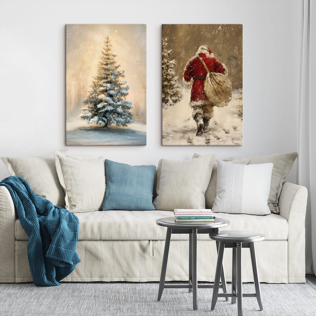 Weihnachtsmann unterwegs in einem Interieur