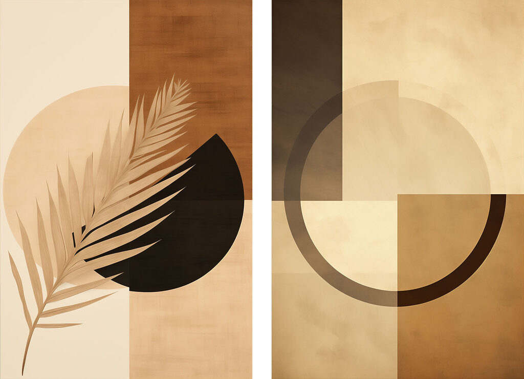Palmblatt und Geometrie — ganzes Design