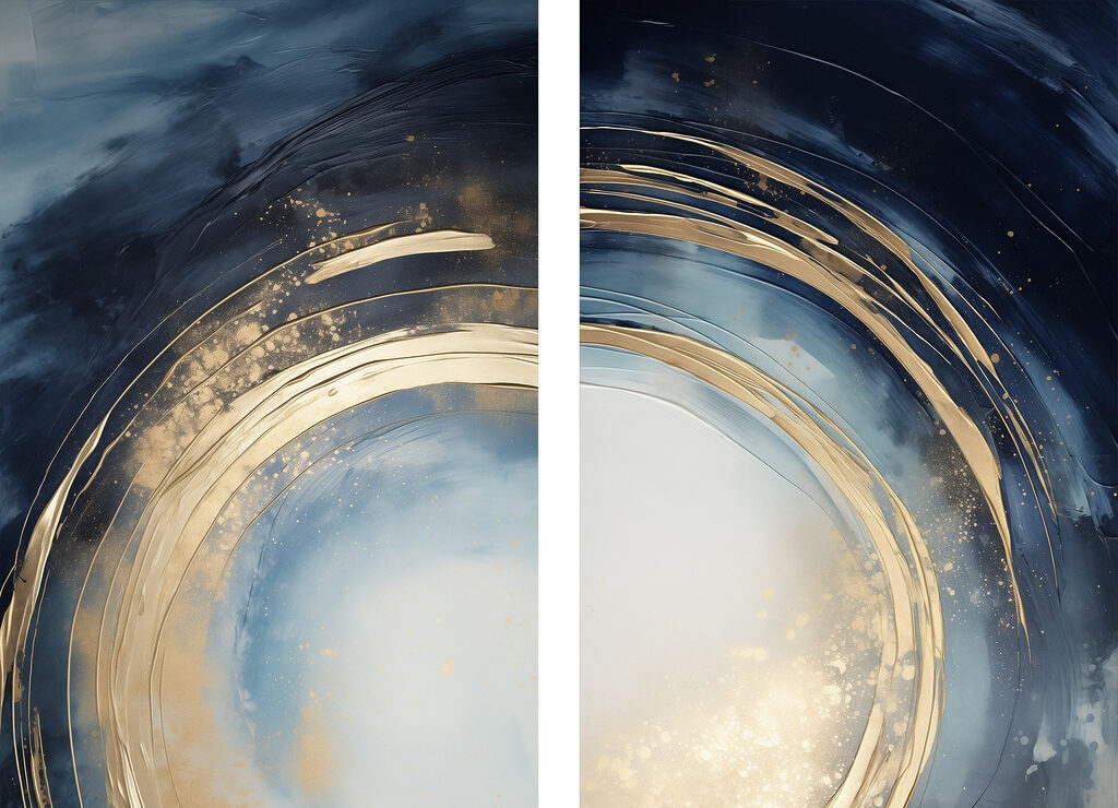 Blau-goldener Wirbel — ganzes Design