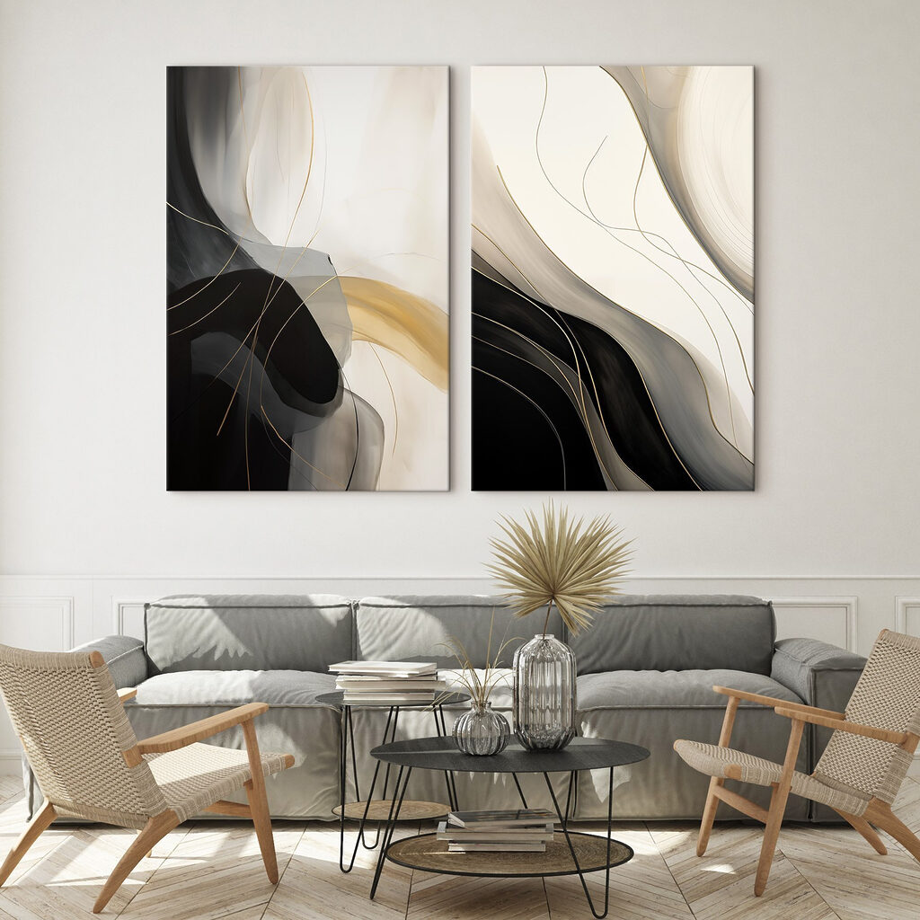 Schwünge in Schwarz-Weiß in einem Interieur