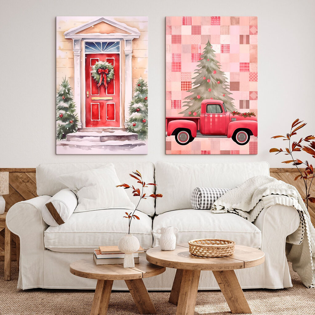Weihnachten in Rot in einem Interieur