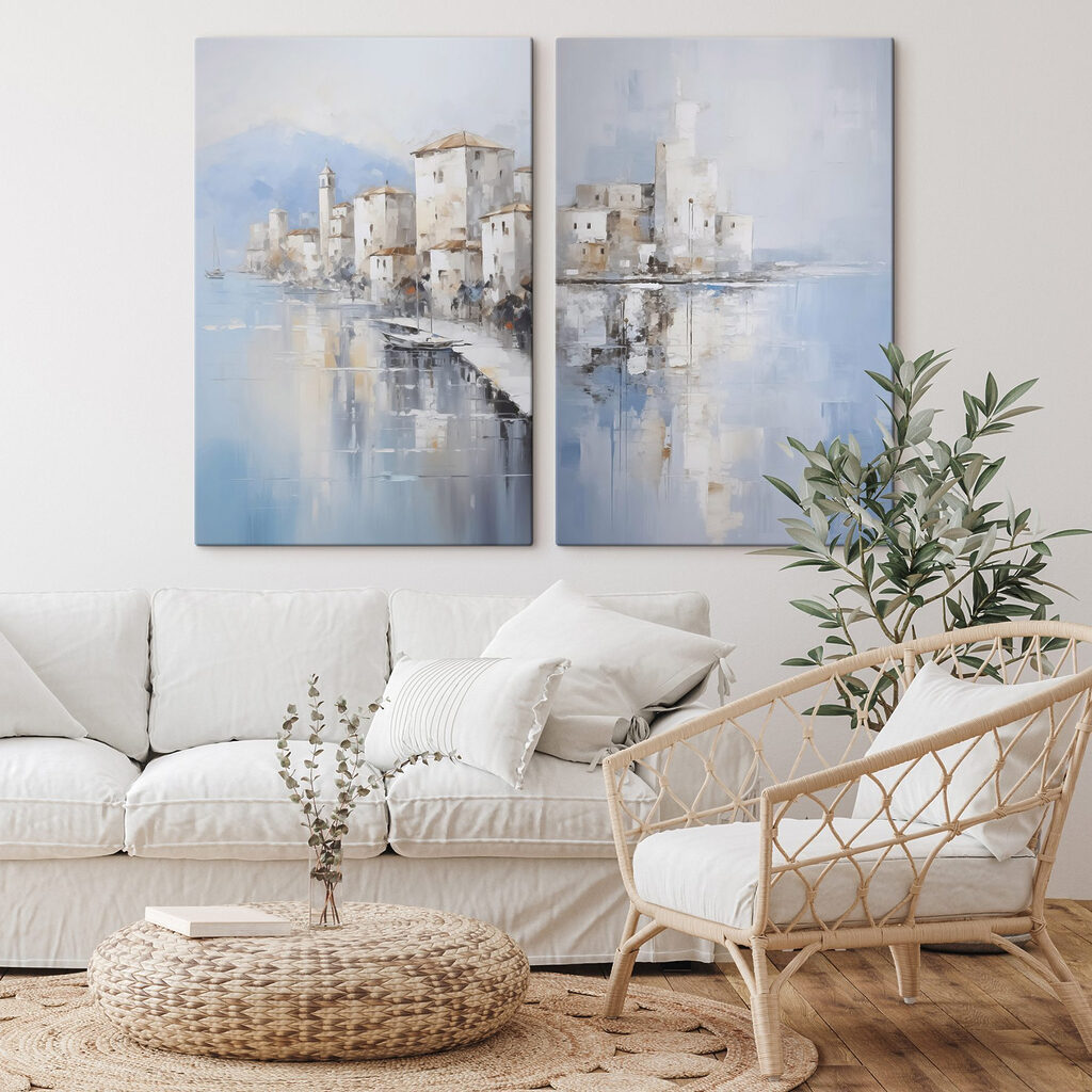 Spiegelungen im Hafen in einem Interieur