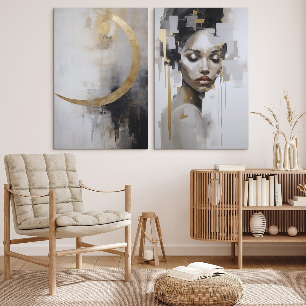Gesicht neben dem Mond in einem Interieur