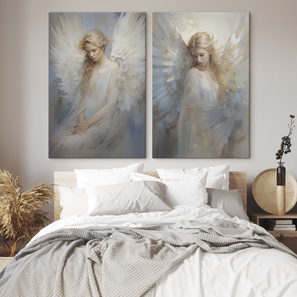 Engel in Gedanken in einem Interieur