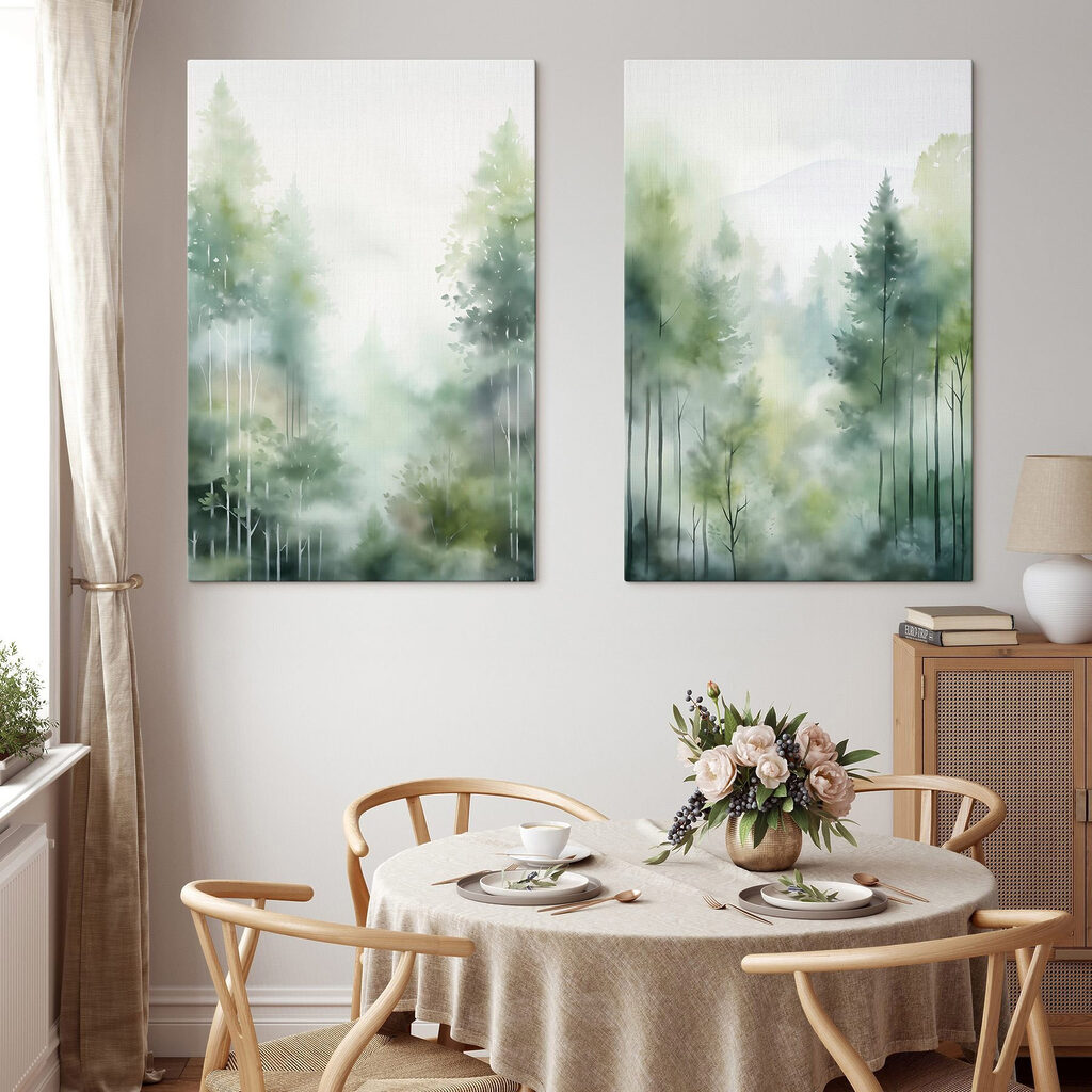 Licht zwischen Stämmen in einem Interieur
