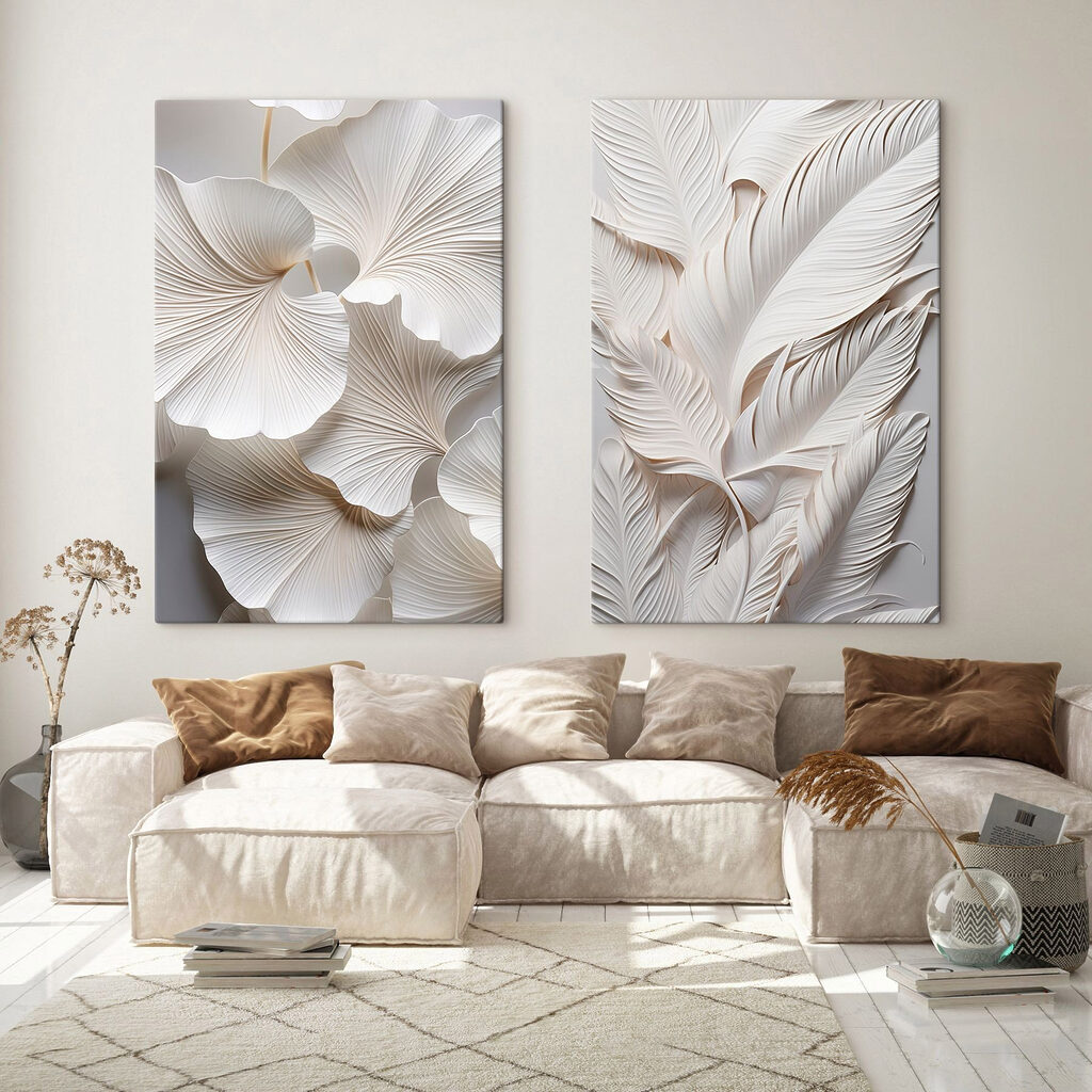 Blätter mit feinen Linien in einem Interieur