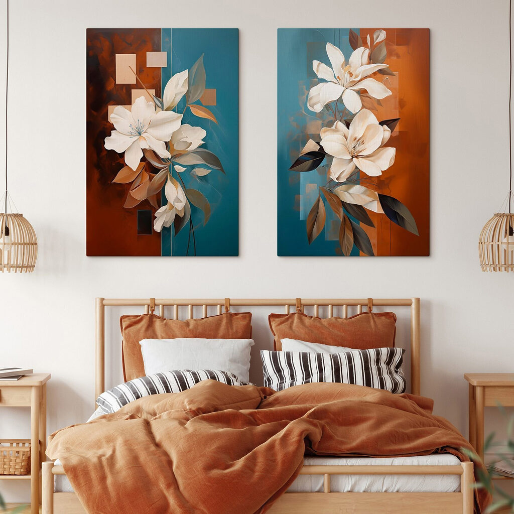 Weiße Blüten mit Quadraten — Interieur 1