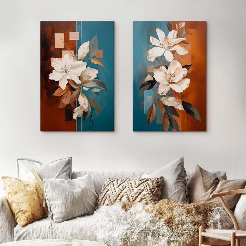 Weiße Blüten mit Quadraten — Interieur 2