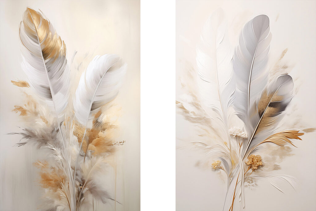 Federn und Blüten — ganzes Design