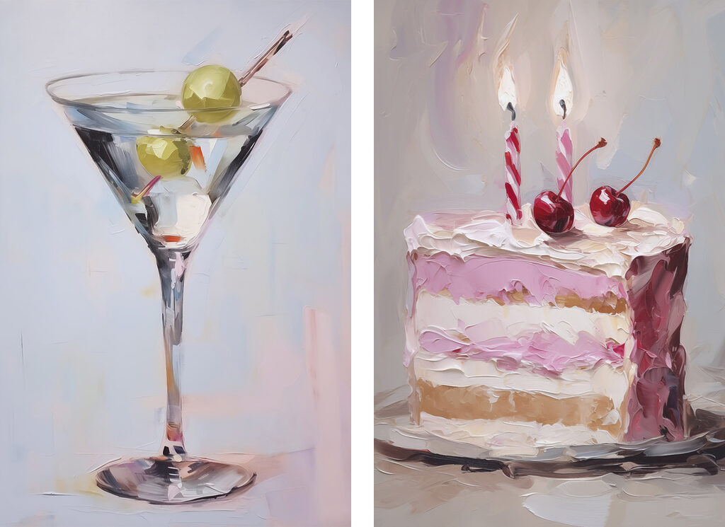 Martini und Torte — ganzes Design
