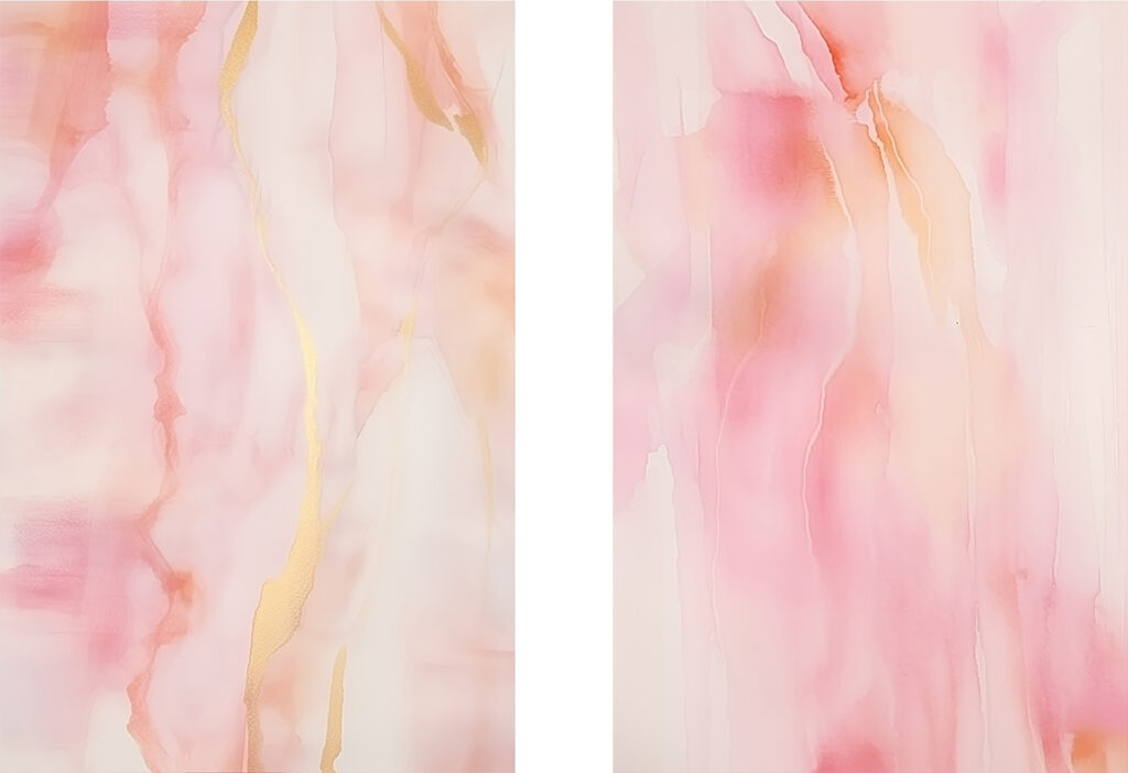Rosa Schleier und Gold — ganzes Design