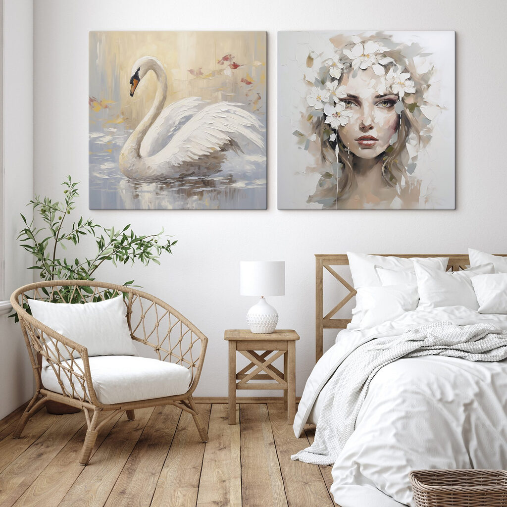 Schwan und Blütenporträt — Interieur 2