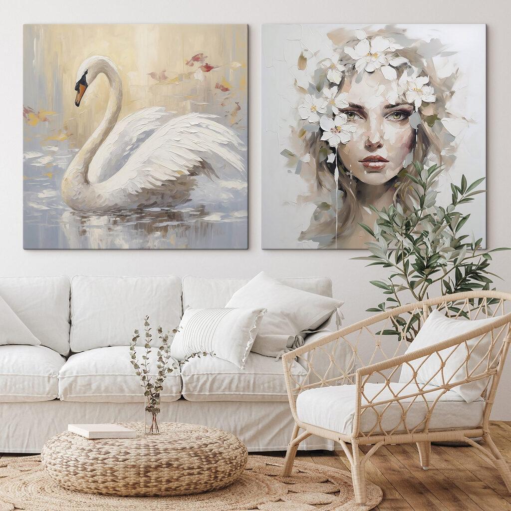 Schwan und Blütenporträt — Interieur 1