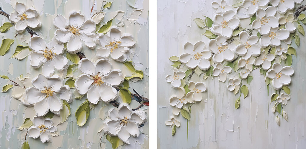 Üppige weiße Blüten — ganzes Design