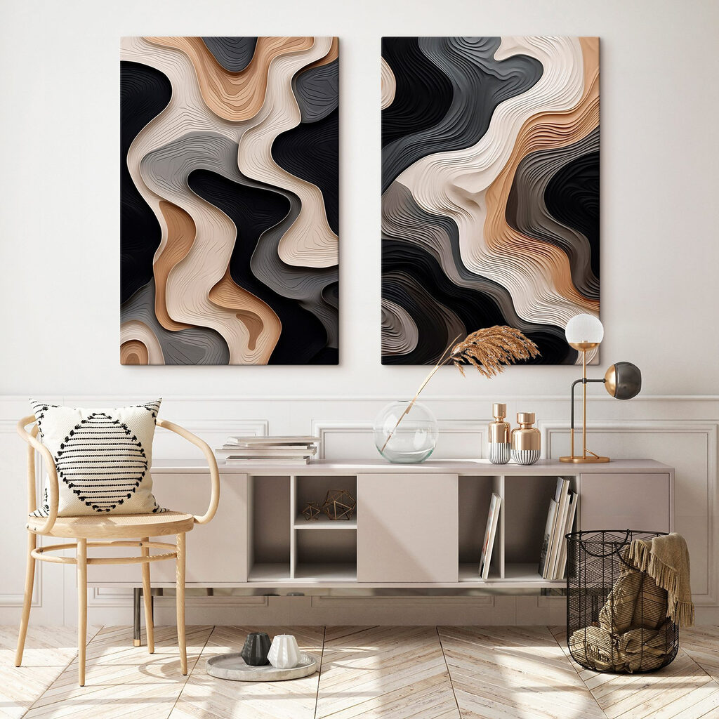 Wellige Konturschichten in einem Interieur