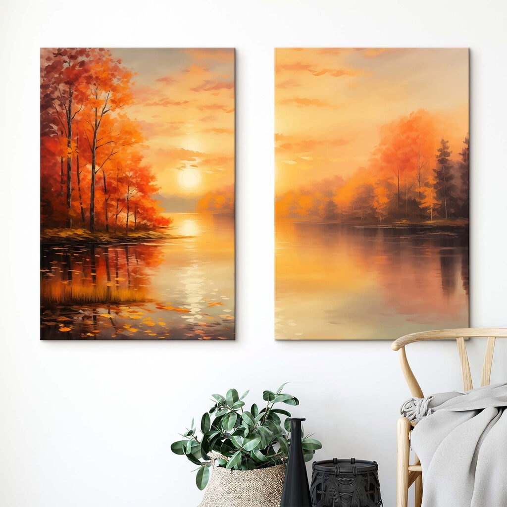 Abendrot am See in einem Interieur
