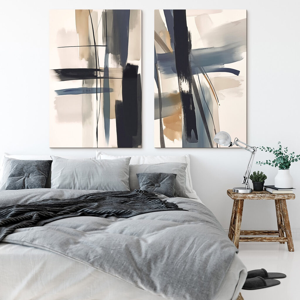 Gekreuzte Pinselstriche in einem Interieur