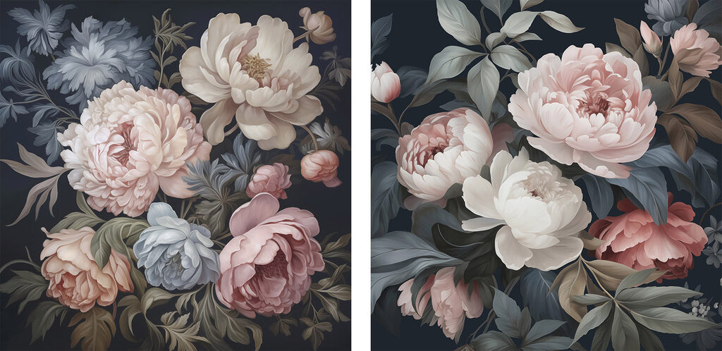 Blüten vor Nachtblau — ganzes Design