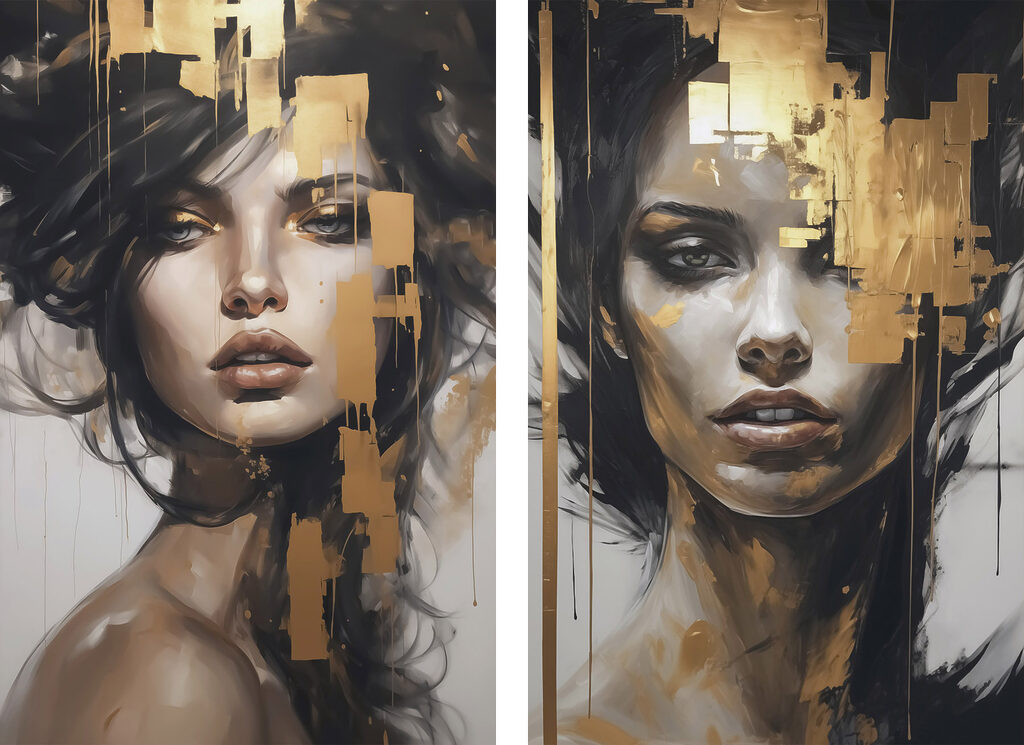 Gesicht mit Goldakzenten — ganzes Design