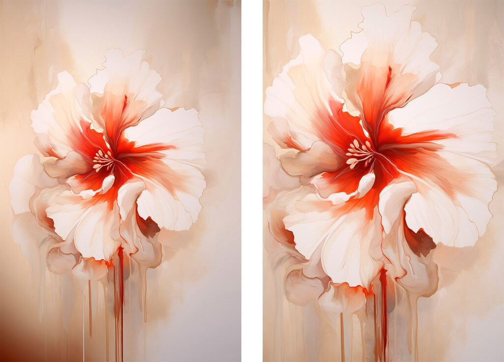 Blüte mit rotem Herzen — ganzes Design