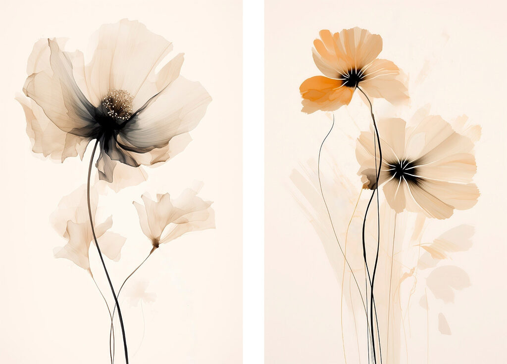 Blüten auf hauchdünnen Stielen — ganzes Design