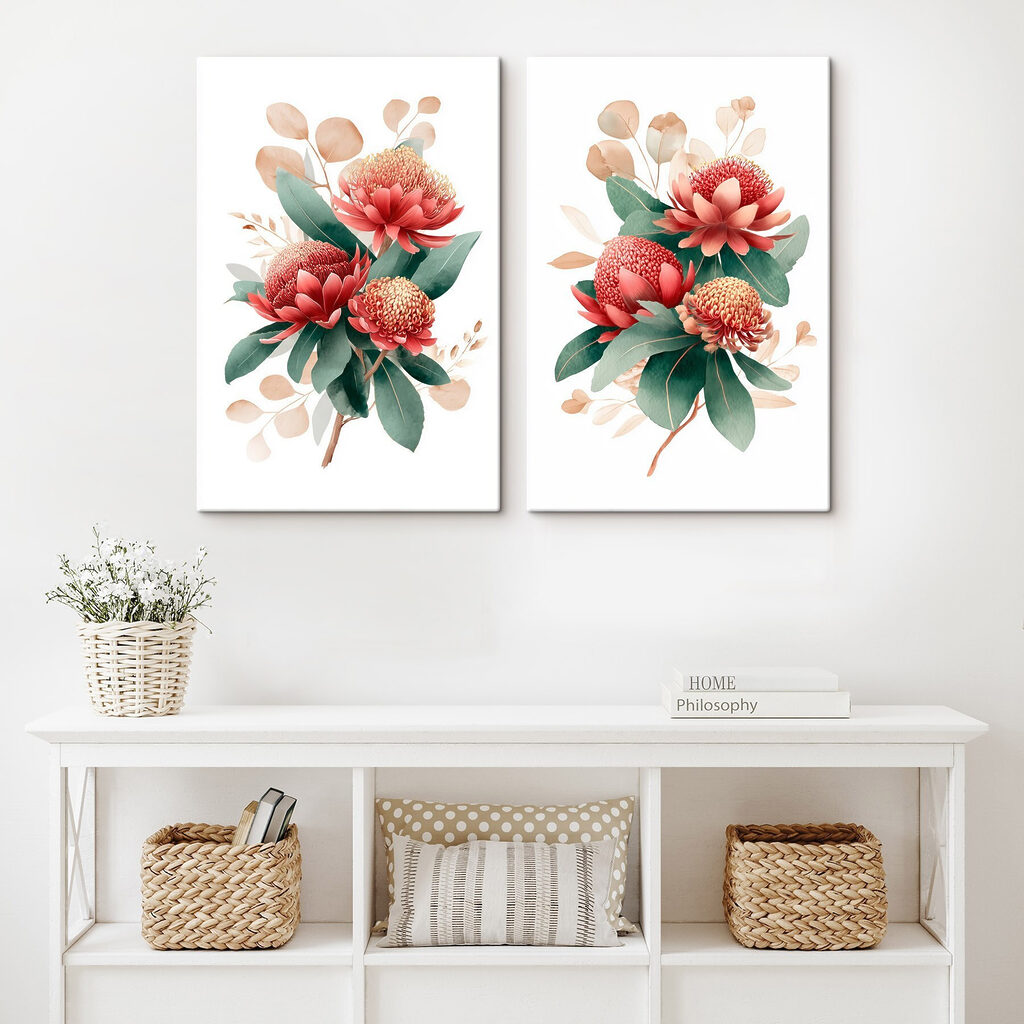 Botanische Sträuße in einem Interieur