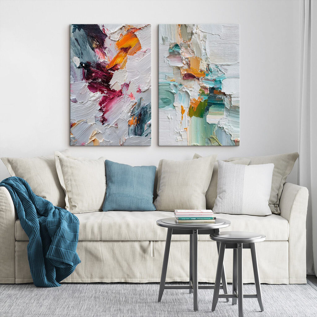 Farbe in dicken Strichen in einem Interieur