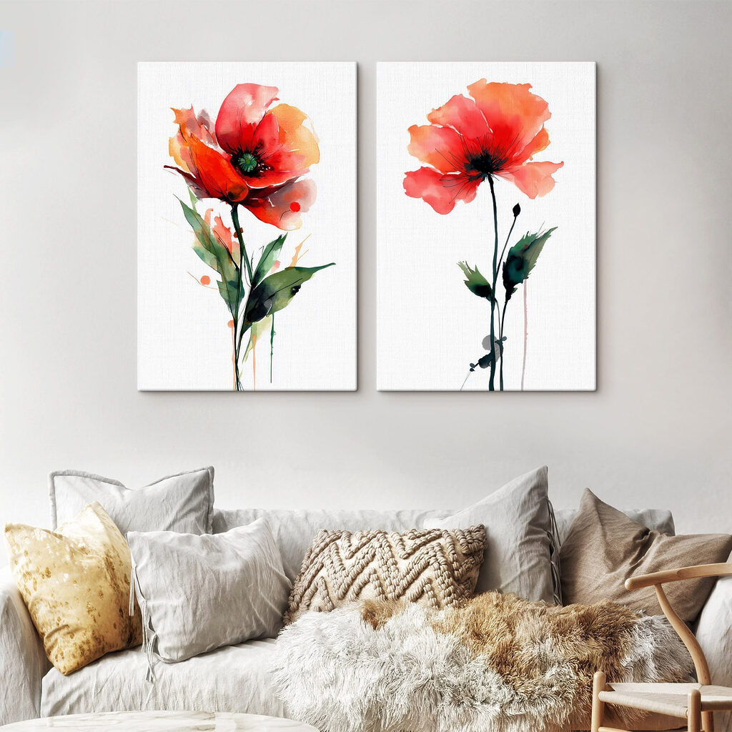 Lebhafte Aquarellblüten in einem Interieur