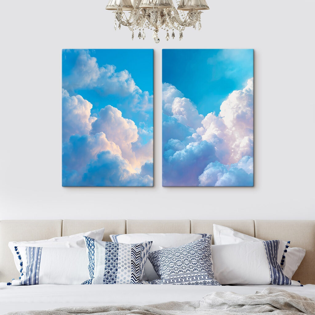 Wolken am blauen Himmel in einem Interieur