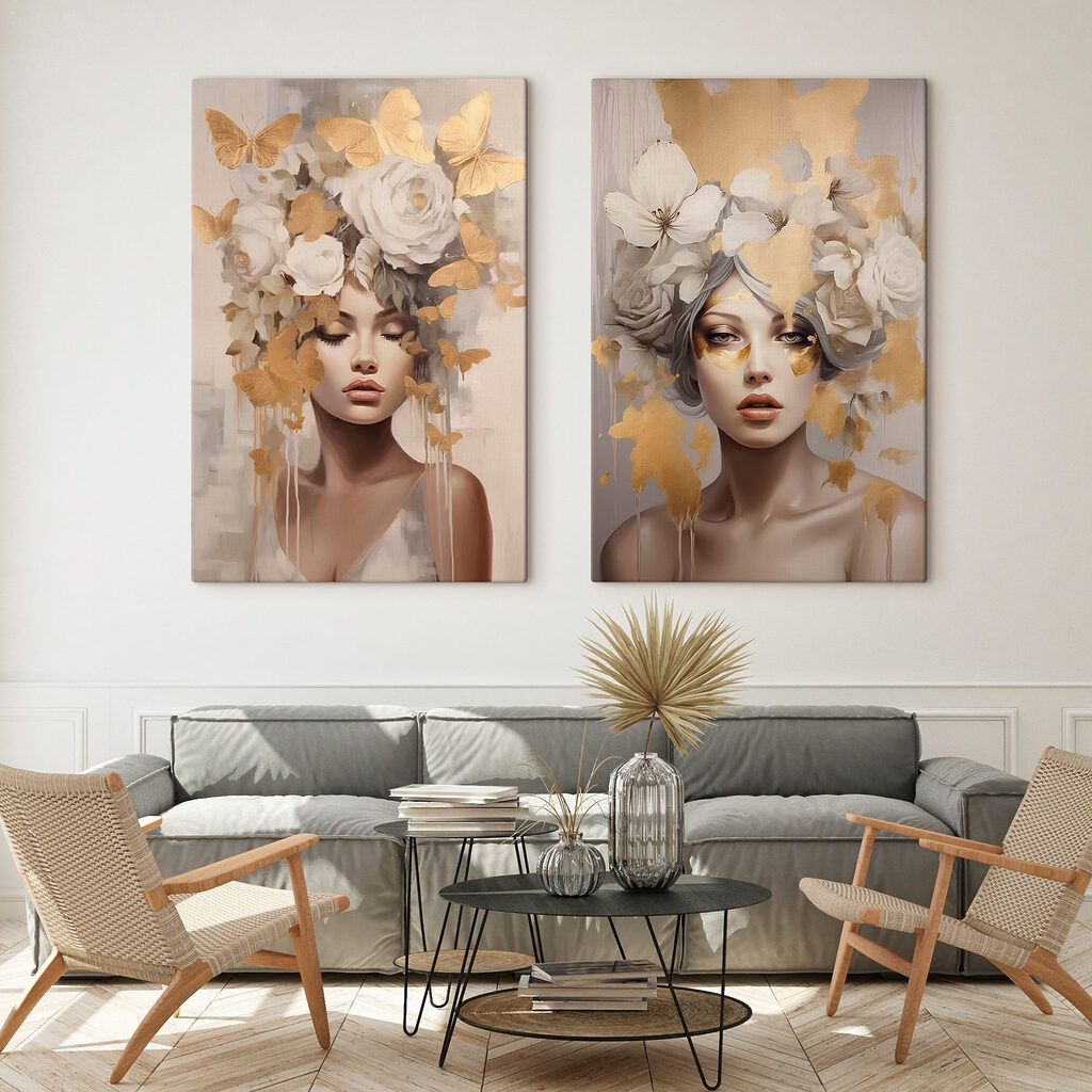Blumen im Haar in einem Interieur