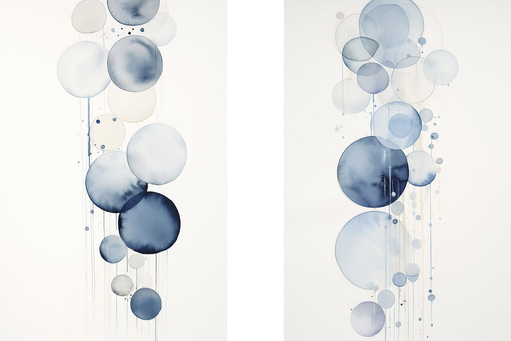 Blaue Aquarellkreise — ganzes Design