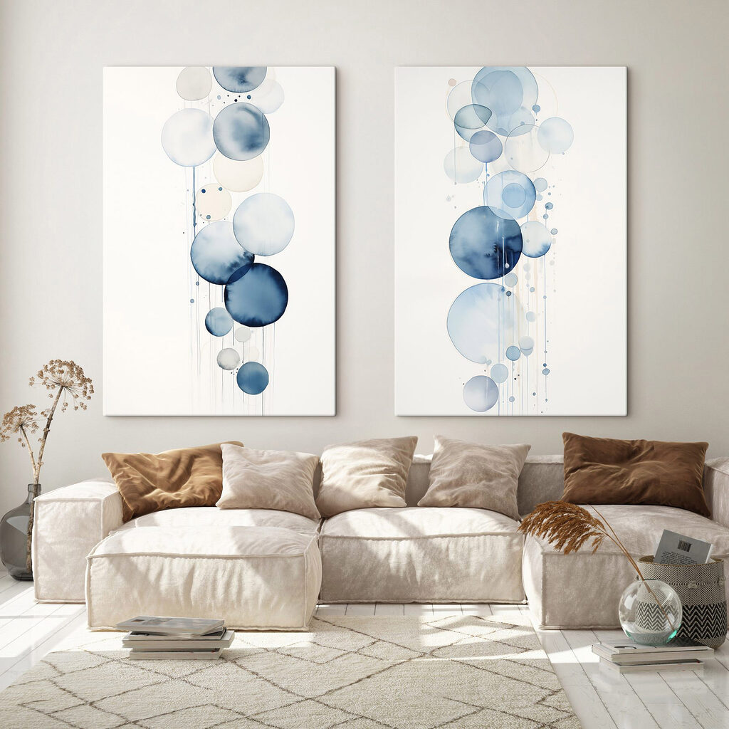 Blaue Aquarellkreise — Interieur 2