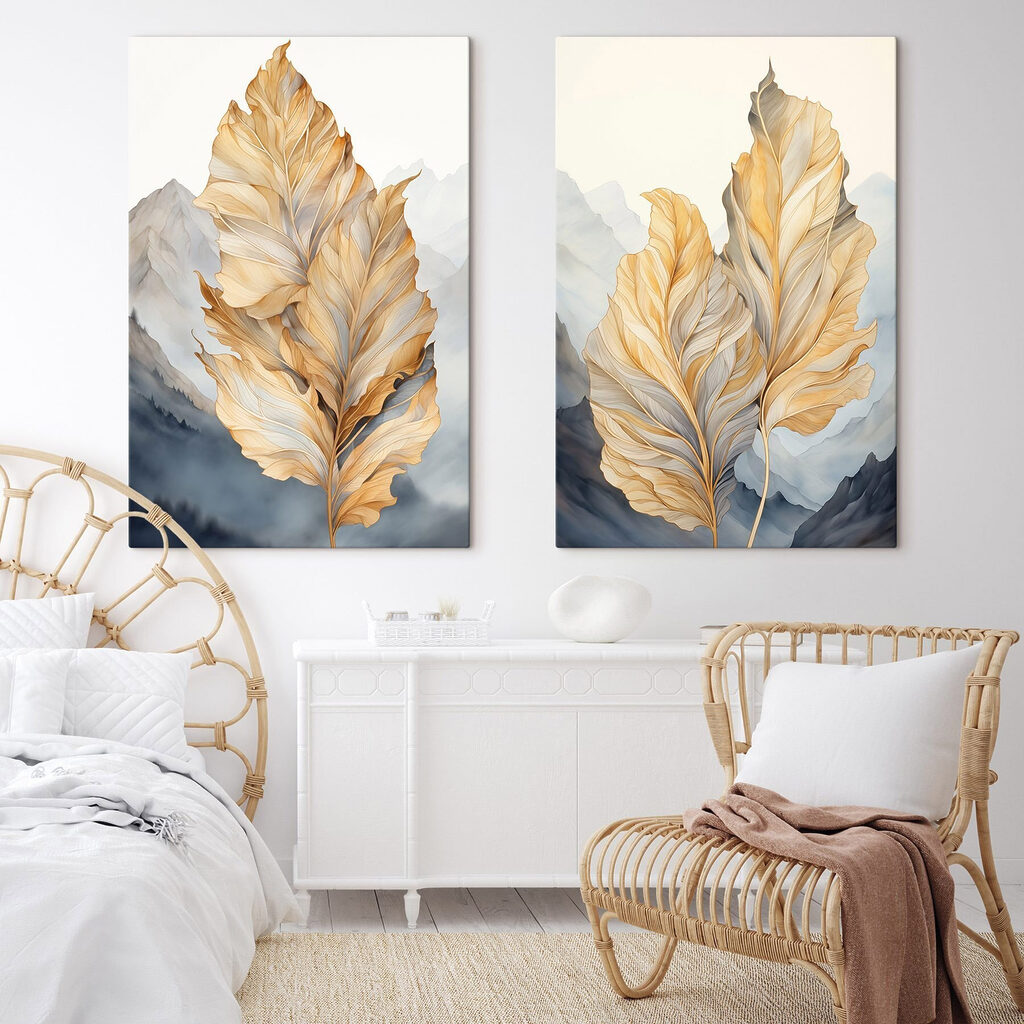 Herbstblätter vor Bergen — Interieur 1
