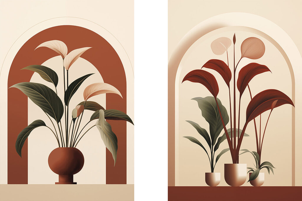 Pflanzen unter Bögen — ganzes Design